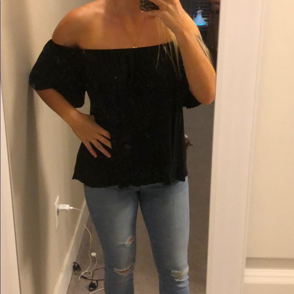 Black off the shoulder top